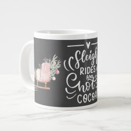 Sleigh Rides en Hot Cacao Kerst Grijs Grote Koffiekop