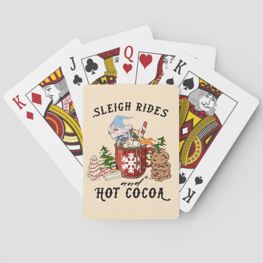 Sleigh Rides en Hot Cocoa – Scandinavische Gnoom Pokerkaarten (Achterkant)