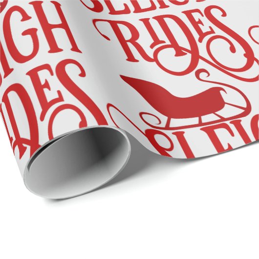 Sleigh Rides Typography Patroon Cadeaupapier (Rol Hoek)