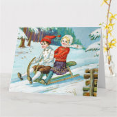 Sleigh riding at Christmas time Briefkaart (Gele Bloem)