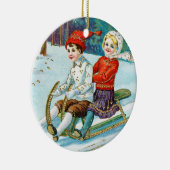 Sleigh riding at Christmas time Keramisch Ornament (Rechts)