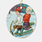 Sleigh riding at Christmas time Keramisch Ornament (Links)