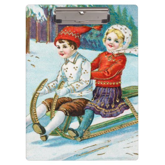 Sleigh riding at Christmas time Klembord (Voorkant)