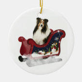 Sleigh Sheltie Keramisch Ornament (Voorkant)