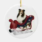 Sleigh Sheltie Keramisch Ornament (Achterkant)