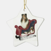 Sleigh Sheltie Keramisch Ornament (Links)