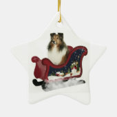 Sleigh Sheltie Keramisch Ornament (Achterkant)