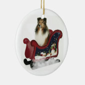 Sleigh Sheltie Keramisch Ornament (Rechts)