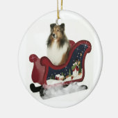 Sleigh Sheltie Keramisch Ornament (Links)