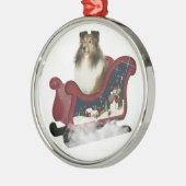 Sleigh Sheltie Metalen Ornament (Links)
