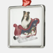 Sleigh Sheltie Metalen Ornament (Links)