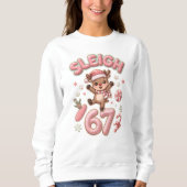 Sleigh Six Seven Cute Reindeer Christmas Meme Trui (Voorkant)