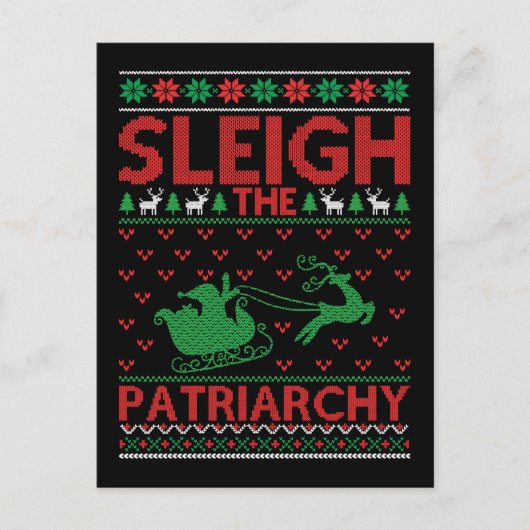 Sleigh The Patriarchy Feminist Christmas Briefkaart (Voorkant)