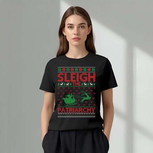 Sleigh The Patriarchy Feminist Christmas T-shirt