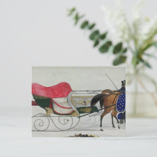 Sleigh van paard briefkaart (Staand voorkant)