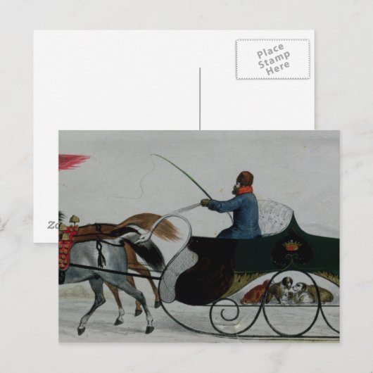 Sleigh van paard briefkaart (Voorkant / Achterkant)