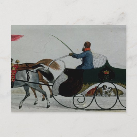 Sleigh van paard briefkaart (Voorkant)