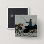 Sleigh van paard vierkante button 5,1 cm (Voorkant /achterkant)