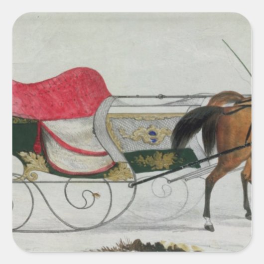 Sleigh van paard vierkante sticker (Voorkant)