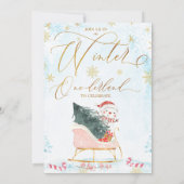 Sleigh Winter One-derland Birthday Invitation Kaart (Achterkant)
