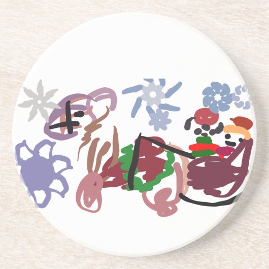  Sleigh winter  Zandsteen Onderzetter (Voorkant)