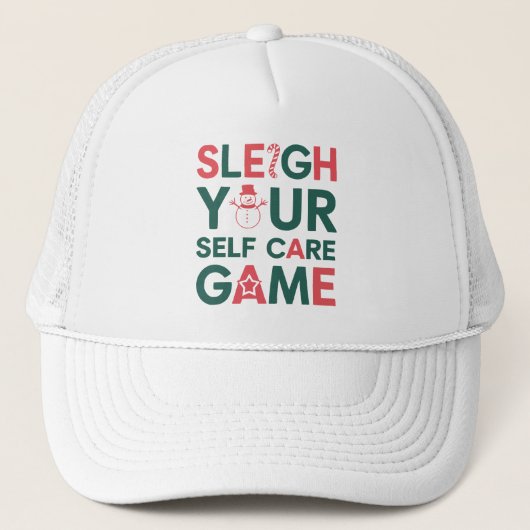 Sleigh Your Self Care Game Kerst Wellness Trucker Pet (Voorkant)