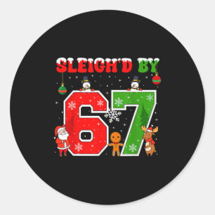 Sleighd Door 67 Grappige Zes Zeven Meme 6 7 Kerstm Ronde Sticker