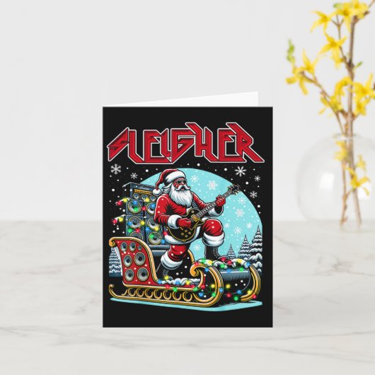 Sleigher Hail Santa Heavy Metal Christmas Rock XMA Kaart (Gele Bloem)