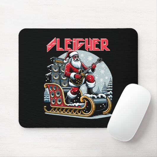 Sleigher Hail Santa Heavy Metal Christmas Rock XMA Muismat (Met muis)