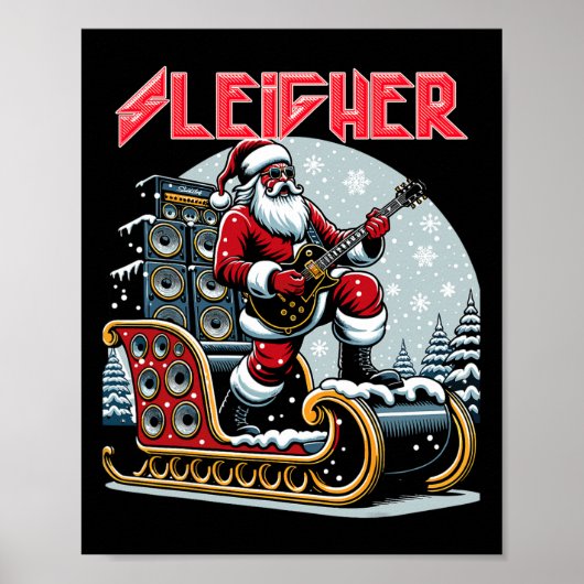 Sleigher Hail Santa Heavy Metal Christmas Rock XMA Poster (Voorkant)