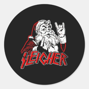 Sleigher Hail Santa Heavy Metal Kerstmis Voor Mann Ronde Sticker