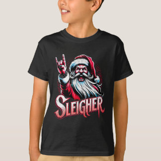 Sleigher Hail Santa Heavy Metal Kerstmis Voor Mann T-shirt