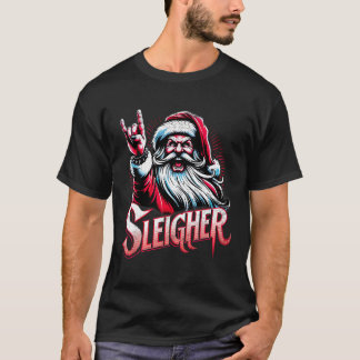Sleigher Hail Santa Heavy Metal Kerstmis voor mann T-shirt