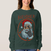 Sleigher Hail Santa Heavy Metal Skull Kerstmis Trui (Voorkant)