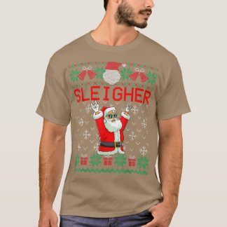 Sleigher Heavy Metal Music Hail Santa Ugly Christm T-shirt