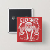 Sleigher Kerstman Grappig Metal Kerst Rots Vierkante Button 5,1 Cm (Voorkant /achterkant)