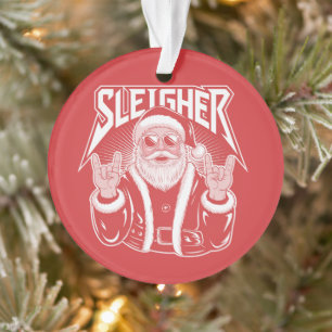 Sleigher Kerstman Grappig Metalen Kerstmis Rock Ornament