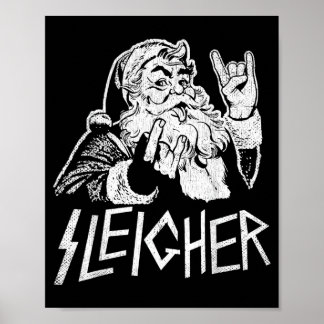 Sleigher Kerstman Rock Op Goth Zwaar Poster