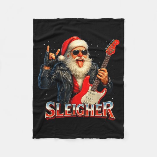 Sleigher Rock Santa Funny Metal Christmas Design  Fleece Deken (Voorkant)