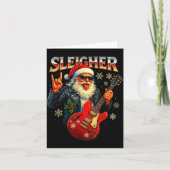 Sleigher Rock Santa Funny Metal Christmas Design  Kaart (Voorkant)