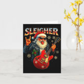 Sleigher Rock Santa Funny Metal Christmas Design  Kaart (Gele Bloem)
