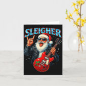 Sleigher Rock Santa Funny Metal Christmas Design  Kaart (Gele Bloem)