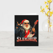 Sleigher Rock Santa Funny Metal Christmas Design  Kaart (Gele Bloem)