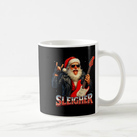 Sleigher Rock Santa Funny Metal Christmas Design  Koffiemok (Rechts)