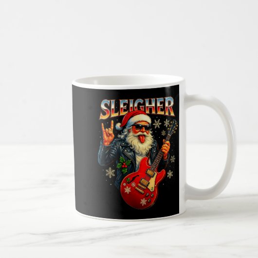 Sleigher Rock Santa Funny Metal Christmas Design Koffiemok (Rechts)