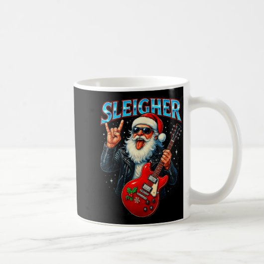 Sleigher Rock Santa Funny Metal Christmas Design  Koffiemok (Rechts)