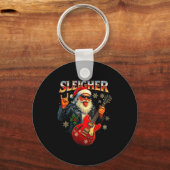 Sleigher Rock Santa Funny Metal Christmas Design Sleutelhanger (Voorkant)