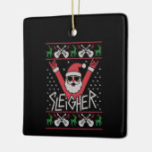 Sleigher Santa Christmas Rock n Roll Ugly Sweat Keramisch Ornament (Links)