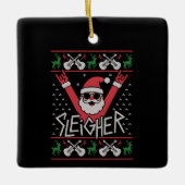 Sleigher Santa Christmas Rock n Roll Ugly Sweat Keramisch Ornament (Voorkant)