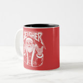 Sleigher Santa Claus Funny Metal Christmas Rock Tweekleurige Koffiemok (Voorkant links)